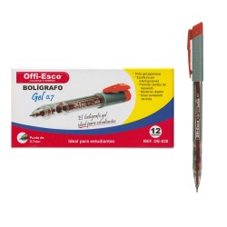 36 Boligrafos Rojo Offi Esco Gel 0.7mm OE-030